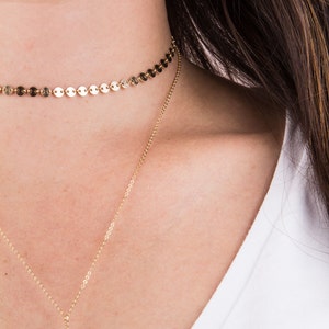 Silver Choker Necklace, Gold Tattoo Choker, Coin Choker Necklace, Layering Necklace in 14K Gold Filled or Sterling Silver, Dainty Choker image 2