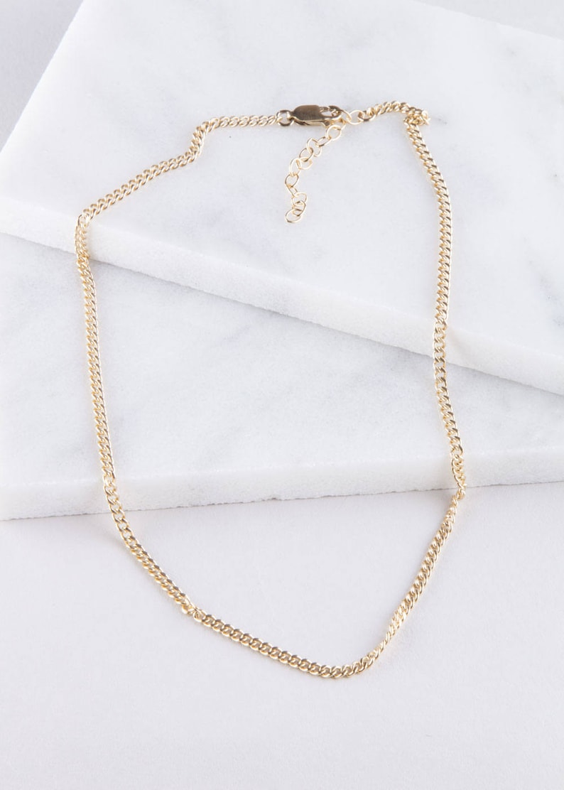 Curb Chain Choker Necklace in Sterling Silver or Gold Filled Etsy
