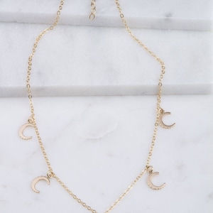 Scalloped Moon Choker Necklace, Silver Tiny Moon Choker Necklace, Gift for Her, Dainty Rose Gold Choker, Scalloped Moon Dangle Choker