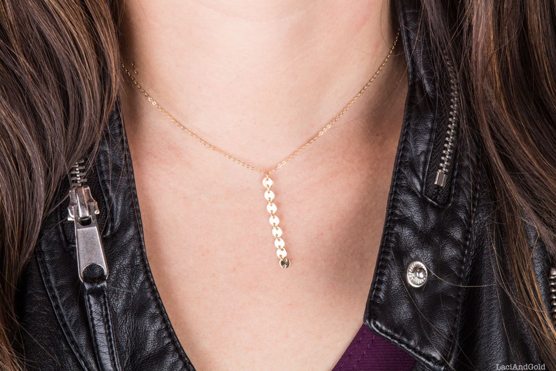 Choker Dainty Necklace Y Lariat Choker Necklace Gold Etsy