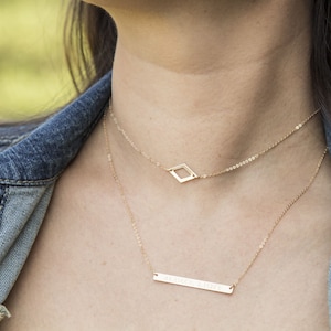 Diamond Gold Choker Necklace, Choker Necklace, Dainty Choker Necklace, Chain Choker in 14K Gold Filled, Diamond Sideways Choker, Geometric
