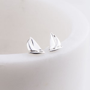 Dainty Gold Filled Tiny Sailboat Post Stud Earrings, Tiny Gold Stud Earrings, Graduation or Bridesmaid Gift, Beach/ Sea Life Earrings
