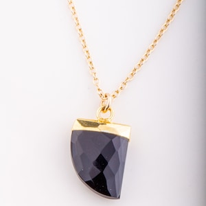 Black Spinel Gemstone Necklace, Gemstone Necklace, Gemstone Horn Tooth Necklace, Black Spinel Stone Chain Necklace Necklace