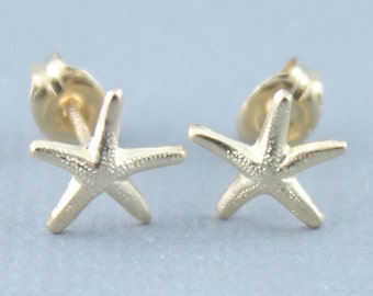 Gold Filled, Sterling Silver Tiny Dainty Starfish Stud Earrings, Starfish Stud Earrings, Tiny Gold Stud Earrings, Everyday Earrings