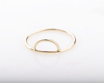 Bogen ring, Halbkreis Ring, Minimal Ring, Alltagsring, Ring Finger, Zeigefinger, Daumen Ring, Stapelring