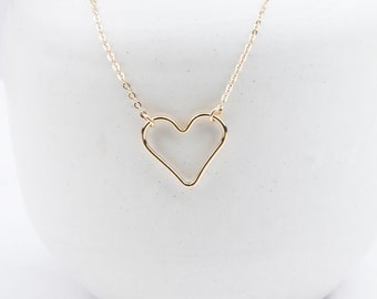Collar del corazón en plata de ley, oro de 14k lleno, rosa, regalo del día de San Valentín, regalo para ella, collar simple mínimo, collar de amor del amor