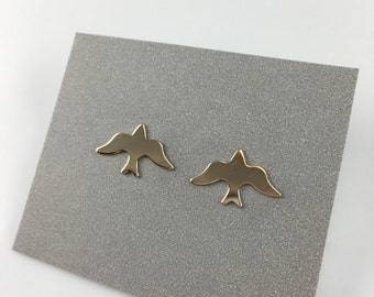 Simple Gold Small Dove Bird Studs, Minimalist, Everyday Earrings, Gift Under 30, Simple Gold Studs, Dove Gold Studs,Love Birds Stud Earrings