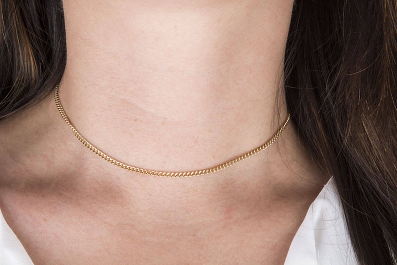 Curb Link Chain Choker Necklace - Gold Plated Brave Thick Chain Necklace