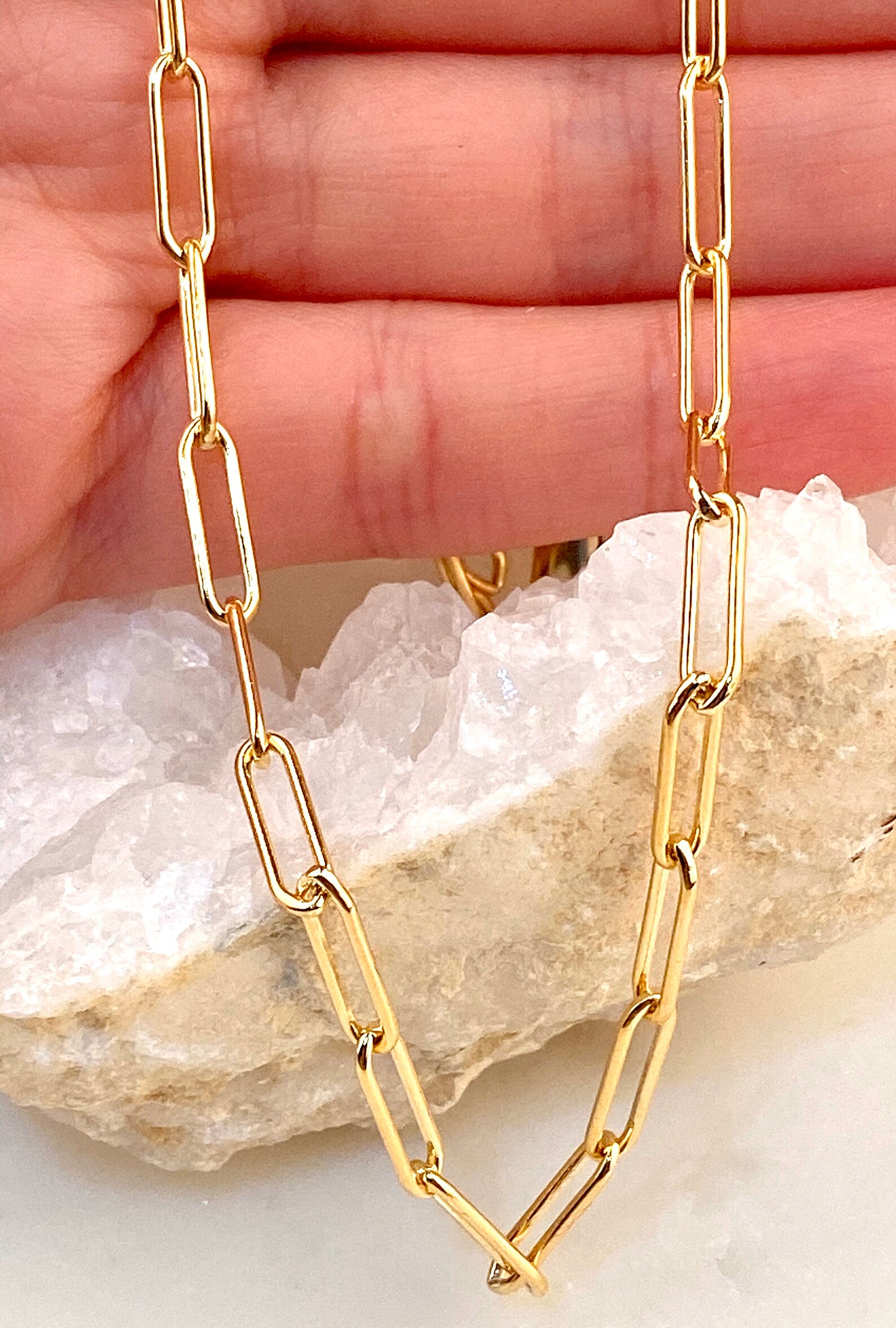 Thick Medium Paperclip Chain Necklace in Gold Filled Sterling Etsy