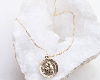 Saint Anthony Round Medal Necklace, Saint of Lost Things Necklace, Dainty Layering Necklace, Catholic Medal Necklace, Saint Patron Charm