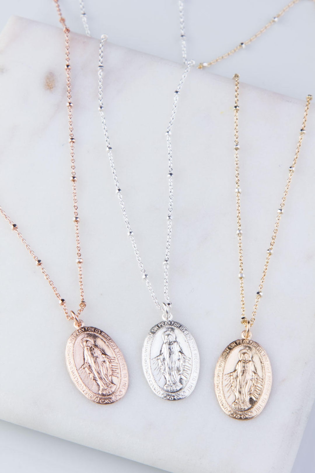 Large Virgin Mary Charm Necklace Religious Jewelry Gift for Etsy