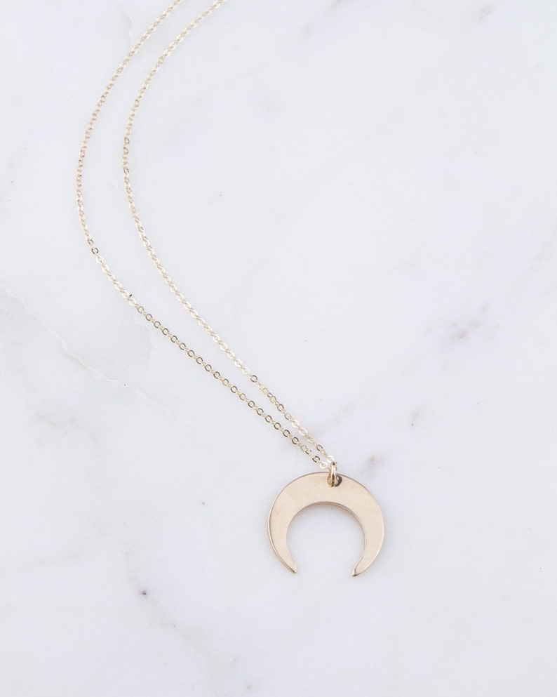 Crescent Moon Necklace, Upside Down Moon, Gold, Silver, Rose Gold Moon Pendant, Moon Necklace, Layered Necklaces, Tusk Moon Necklace image 2
