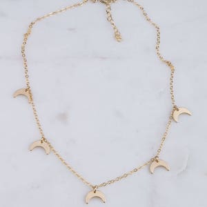 Upside Down Moon Choker Necklace, Gift for Her, Dainty Gold Choker, Silver Choker Necklace, Crescent Moon Choker Necklace, Moon Necklace