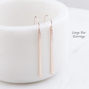 Pendientes de barra simples, pendientes de barra de oro, pendientes de barra delicados, pendientes mínimos, pendientes de barra en plata de ley, rellenos de oro rosa, rellenos de oro