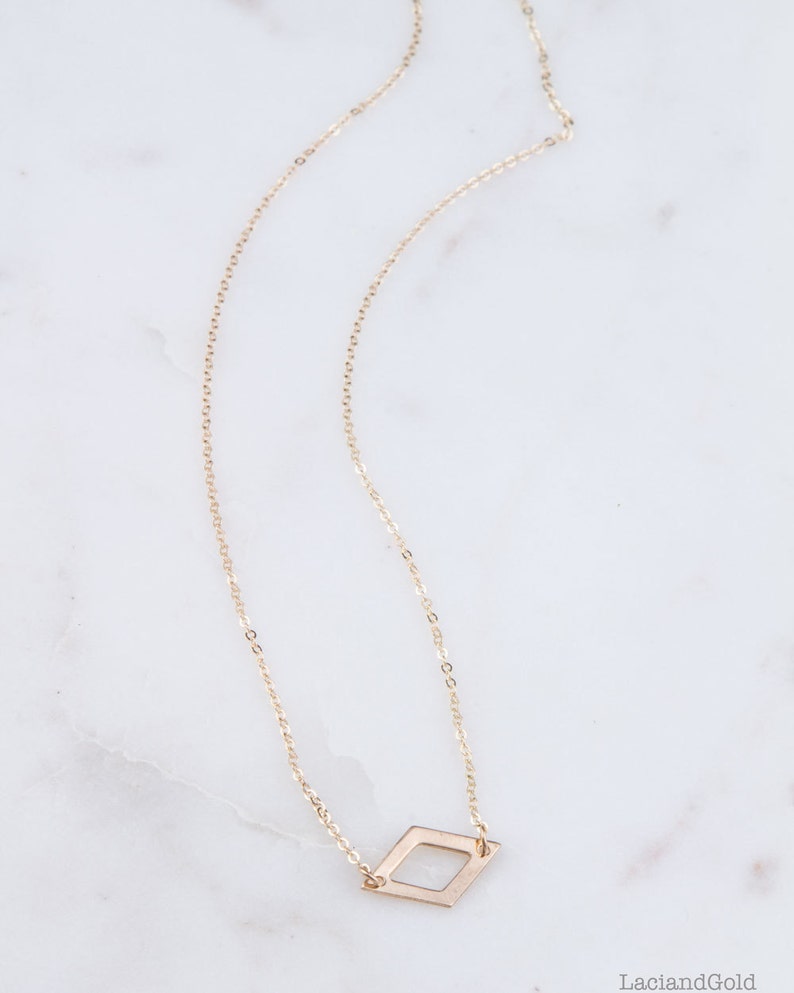 Diamond Gold Choker Necklace, Choker Necklace, Dainty Choker Necklace, Chain Choker in 14K Gold Filled, Diamond Sideways Choker, Geometric image 4