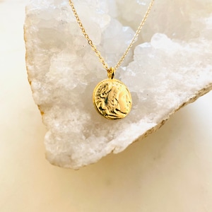 Roman Gold Medallion Necklace, Gold Coin Necklace, Vintage Coin Necklace, Medallion Necklace, Small Gold Coin, Roman Coin Pendant