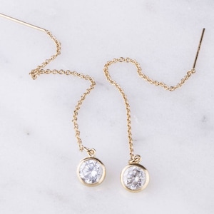 Pendientes de rosca con circonita cúbica de 6 mm, pendientes colgantes con diamante de circonita cúbica, regalo para el Día de la Madre, regalo para ella, pendientes colgantes con circonita cúbica.