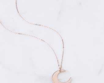 Crescent Moon Necklace, Upside Down Moon, Gold, Silver, Rose Gold Moon Pendant, Moon Necklace, Layered Necklaces, Tusk Moon Necklace