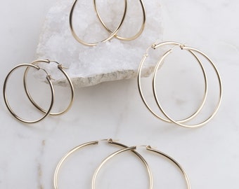 14K Gold Filled Thick Hoop Earrings, Gift for Her, Christmas Gift, Large Gold Hoops, Gold Hoop Earrings, Minimalist Earring Jewelry