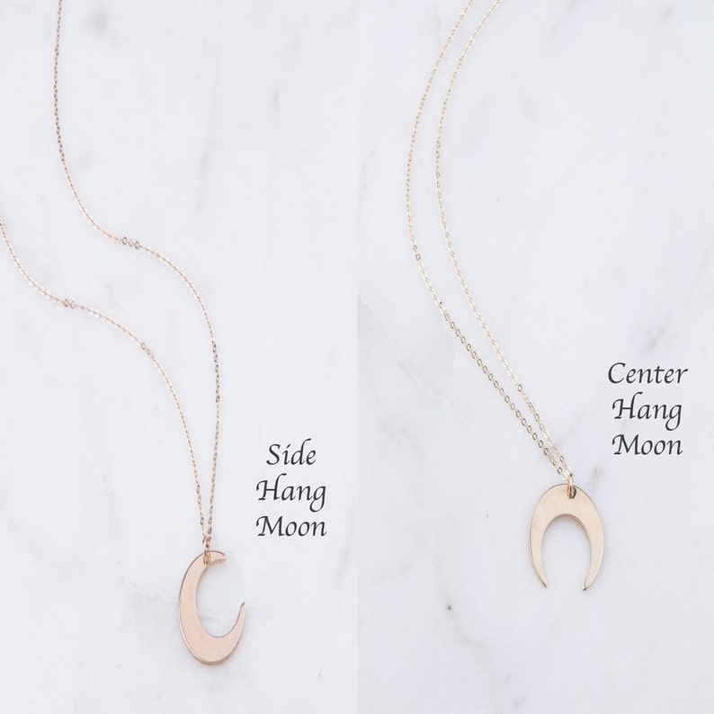 Crescent Moon Necklace, Upside Down Moon, Gold, Silver, Rose Gold Moon Pendant, Moon Necklace, Layered Necklaces, Tusk Moon Necklace image 3
