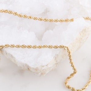 3mm 18 inches Rope Chain Gold Plated on Sterling Silver, Thick Gold Chain, 3mm Gold Plated Rope Chain, Gold Rope Necklace, Rope Chain