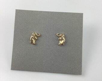 Sterling Silver, Gold Filled Tiny Dainty Elephant Stud Earrings, Tiny Gold Stud Earrings, Dainty Everyday Earrings, Gift for Her