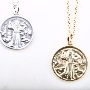 Collier médaillon Saint François, Saint des animaux, Collier médaille religieuse Saint François, Collier médaille Saint Assise