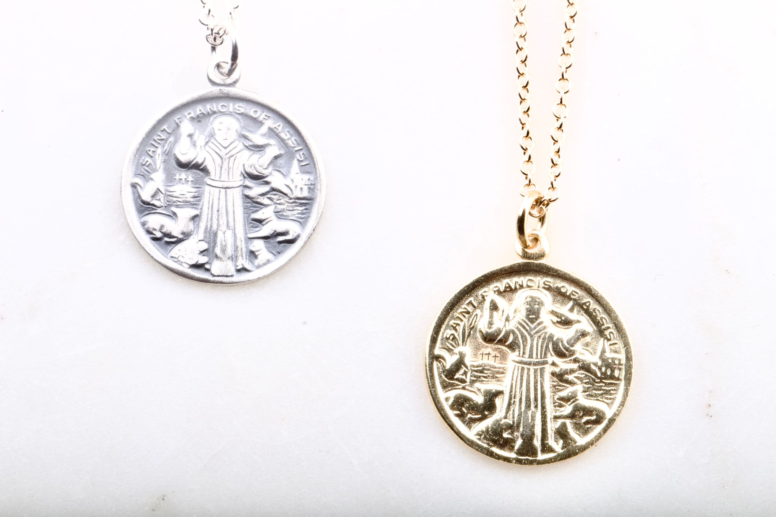 Saint Francis Medallion Necklace, Saint of Animals, St. Francis Religious Medal Necklace, Saint Assisi Medal Necklace