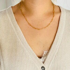 Thick Medium Paperclip Chain Necklace in Gold Filled, Sterling Silver, Statement Necklace, Chain Choker Necklace, Bold Gold Chain