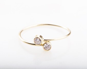 Cubic Zirconia Gold Ring, CZ Gold Filled Ring, Dainty Gold Ring, Statement CZ Ring, Everyday Ring