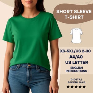 Unisex T-Shirt Sewing Pattern PDF – Easy Short Sleeve Top for Men & Women – XS–5XL – A4 A0 US Letter – Instant Download Pattern