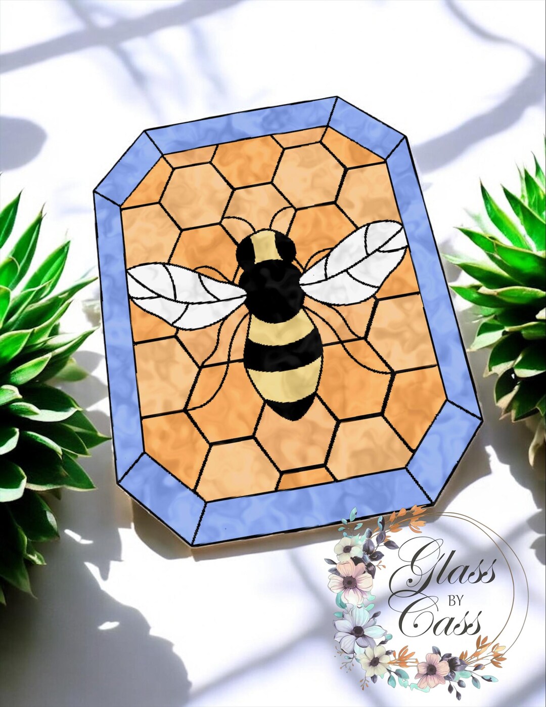 Bee Gem Stained Glass Suncatcher Pattern (PDF & JPEG Downloadable) - Etsy