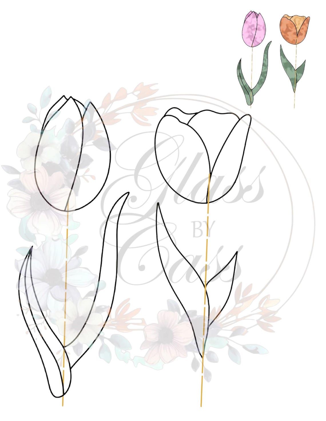 Staked Pattern Stained Glass Pattern Tulip Plant Stakes Fully Tested and No Ring Saw ...
