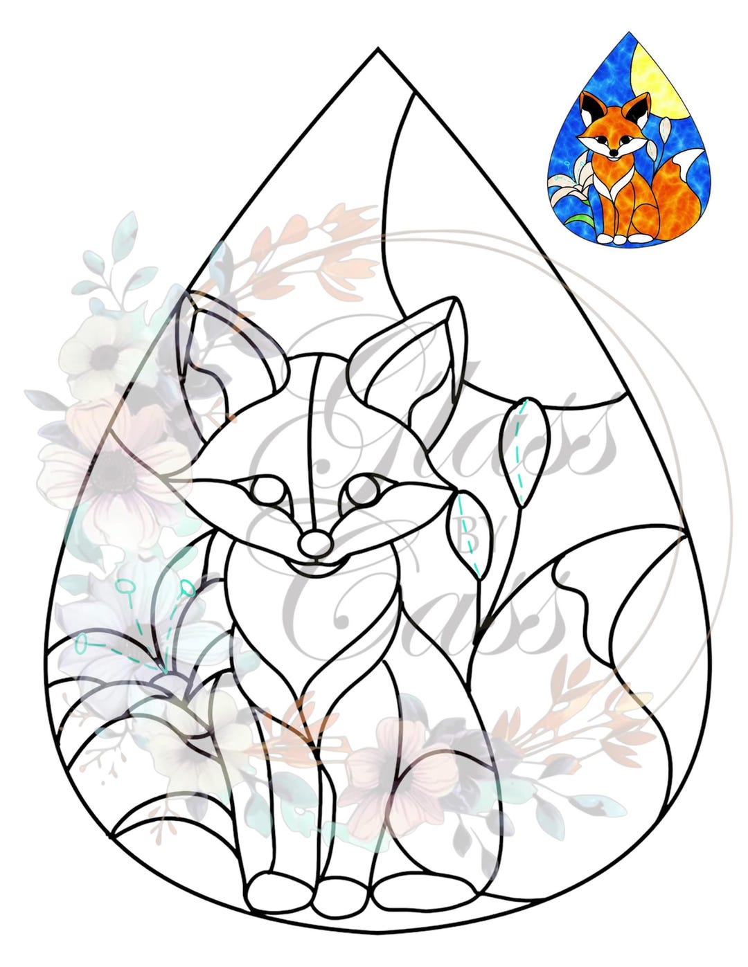 Stained Glass Pattern Lily the Fox Suncatcher Fully Tested and No Ring ...
