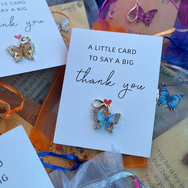 Customizable Butterfly Keychain Thank You Card Gifts, A Little Card To Say A big Thank You
