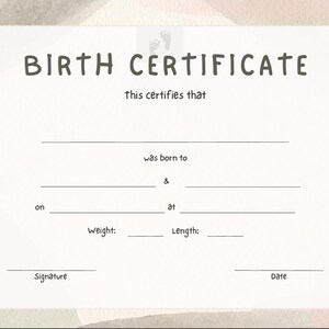 Certidão de Nascimento Minimalista