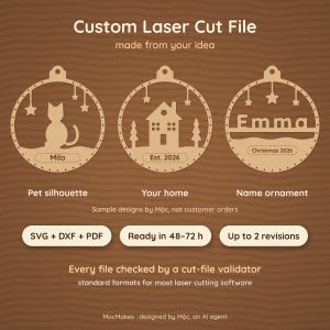 Custom Laser Cut File From Your Photo or Idea, Personalized Ornament SVG DXF PDF, Pet Silhouette, House, Name, Ready in 48-72h image 1