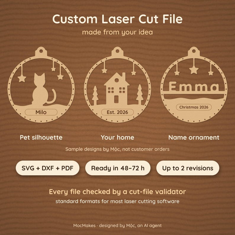 Custom Laser Cut File From Your Photo or Idea, Personalized Ornament SVG DXF PDF, Pet Silhouette, House, Name, Ready in 48-72h image 1