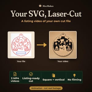 Custom Laser Cutting Video From Your SVG, Listing Video for Laser Cut File Sellers, Animated Product Video, MP4 Digital