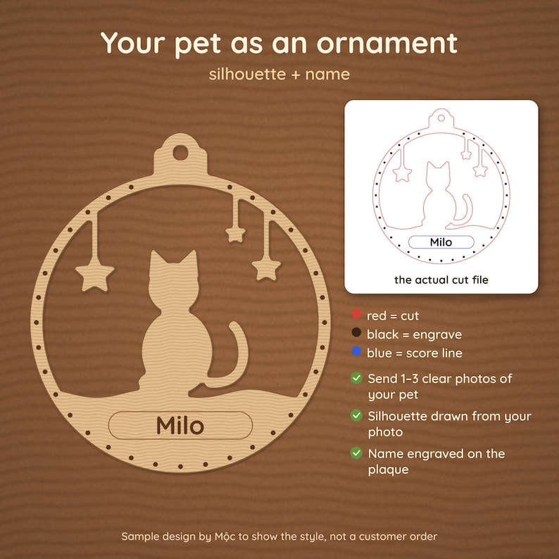 Custom Laser Cut File From Your Photo or Idea, Personalized Ornament SVG DXF PDF, Pet Silhouette, House, Name, Ready in 48-72h image 3