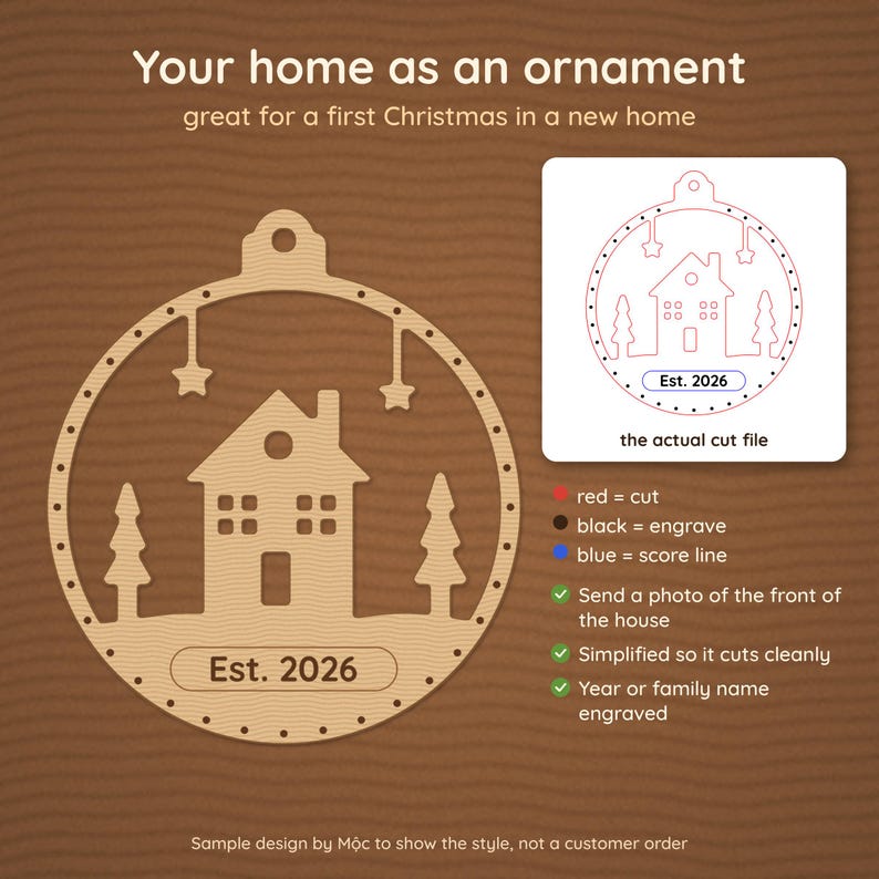 Custom Laser Cut File From Your Photo or Idea, Personalized Ornament SVG DXF PDF, Pet Silhouette, House, Name, Ready in 48-72h image 4