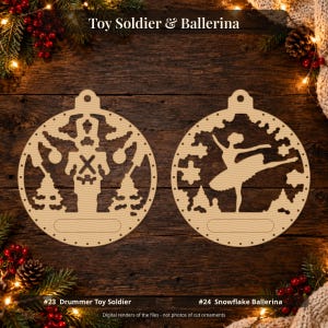 Weihnachtsschmuck-Set mit lasergeschnittenen Ornamenten, 30 Kugeln (SVG, DXF, PDF-Vektoren), Waldtier-Schnittdateien mit Namensschild für 3 mm Holz Bild 7