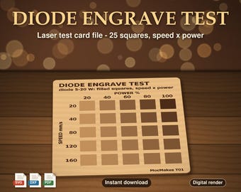 Laser Test File, Laser Engraving Test Card for Diode Lasers, Speed Power Test Grid, Laser Material Test, Calibration File, SVG DXF PDF