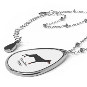 Personalized Doberman Oval Necklace - Custom Pet Name Pendant, Gift for Pet Lovers, Dog Lovers Jewelry, Memorial Necklace, Unique Pet Gift