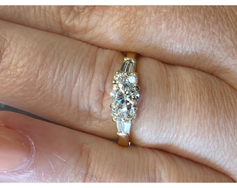 Natural 1ctw Diamond Ring .5ctw Center Diamond In 14kt Gold
