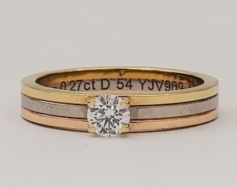 Cartier .27ctw Triple Tone 18kt Gold Diamond Ring