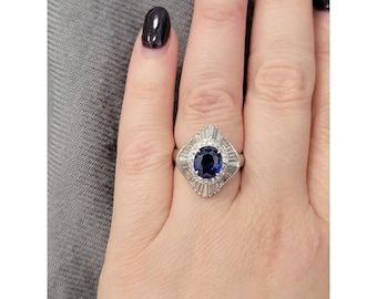 Royal Blue 2.22ctw Sapphire & 1.3ctw Diamond Accents Ring In Platinum