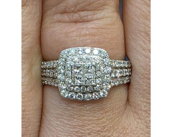 1ctw Natural Diamond Cluster (SI/I) Ring In 14kt White Gold Size 8.75