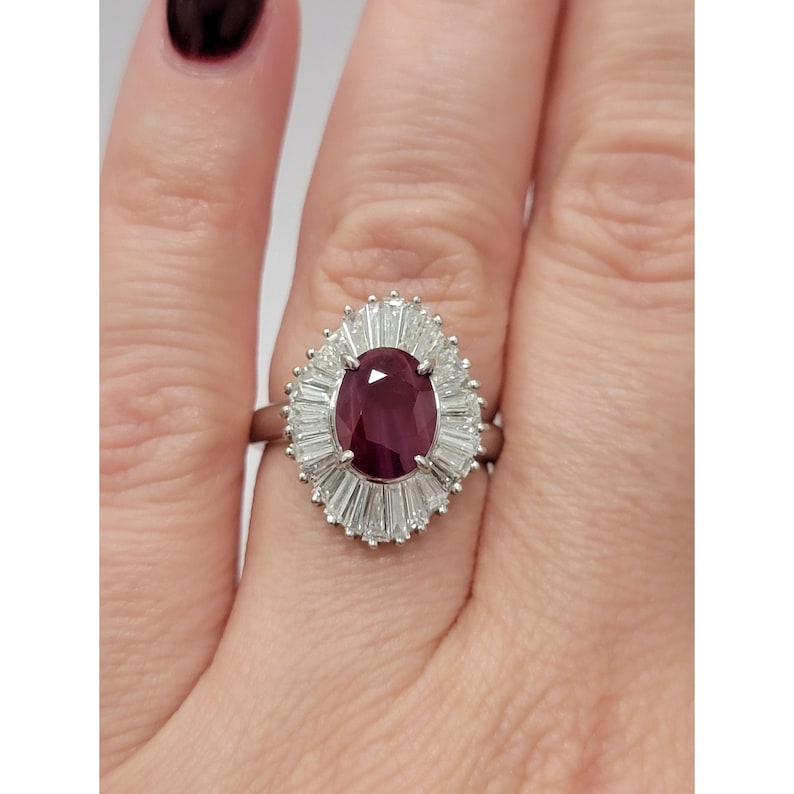 Natural 2.09ctw Ruby Ring With 1.35ctw Natural Diamond Accents In Platinum Weighing 8.1g image 2