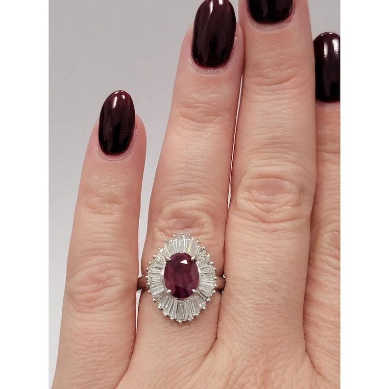 Natural 2.09ctw Ruby Ring With 1.35ctw Natural Diamond Accents In Platinum Weighing 8.1g image 1